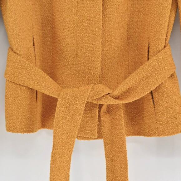 JONES NY Womens Tweed Wool Jacket Size 4 Petite Gold Yellow Belted Button Retro - Picture 11 of 13